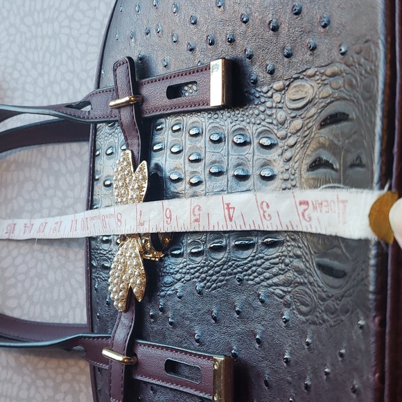 Handbag Republic Classic Burgundy Convertible Satchel with Gemstone Bee Charm - Picture 10 of 15